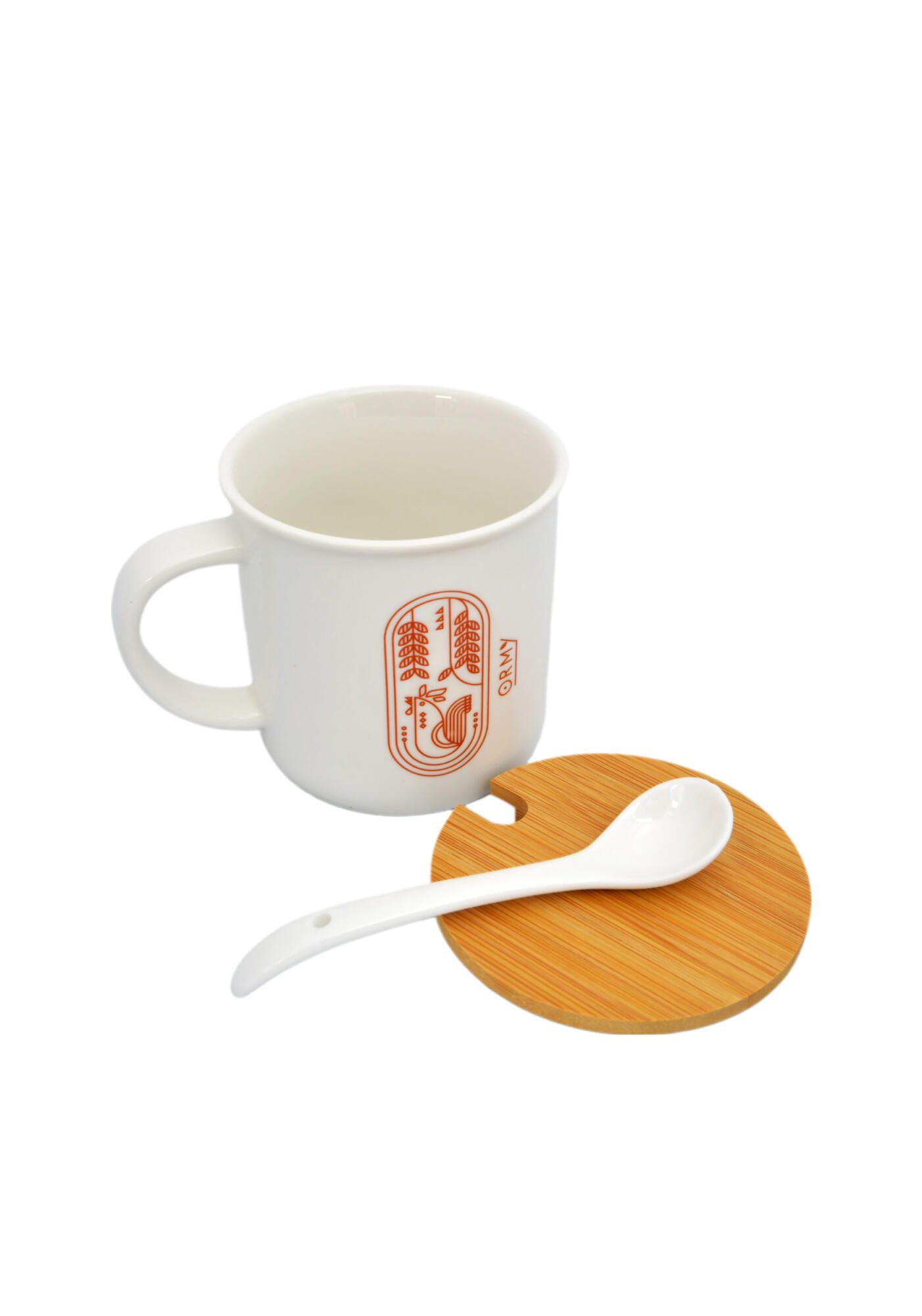 Mug with bamboo lid and spoon
