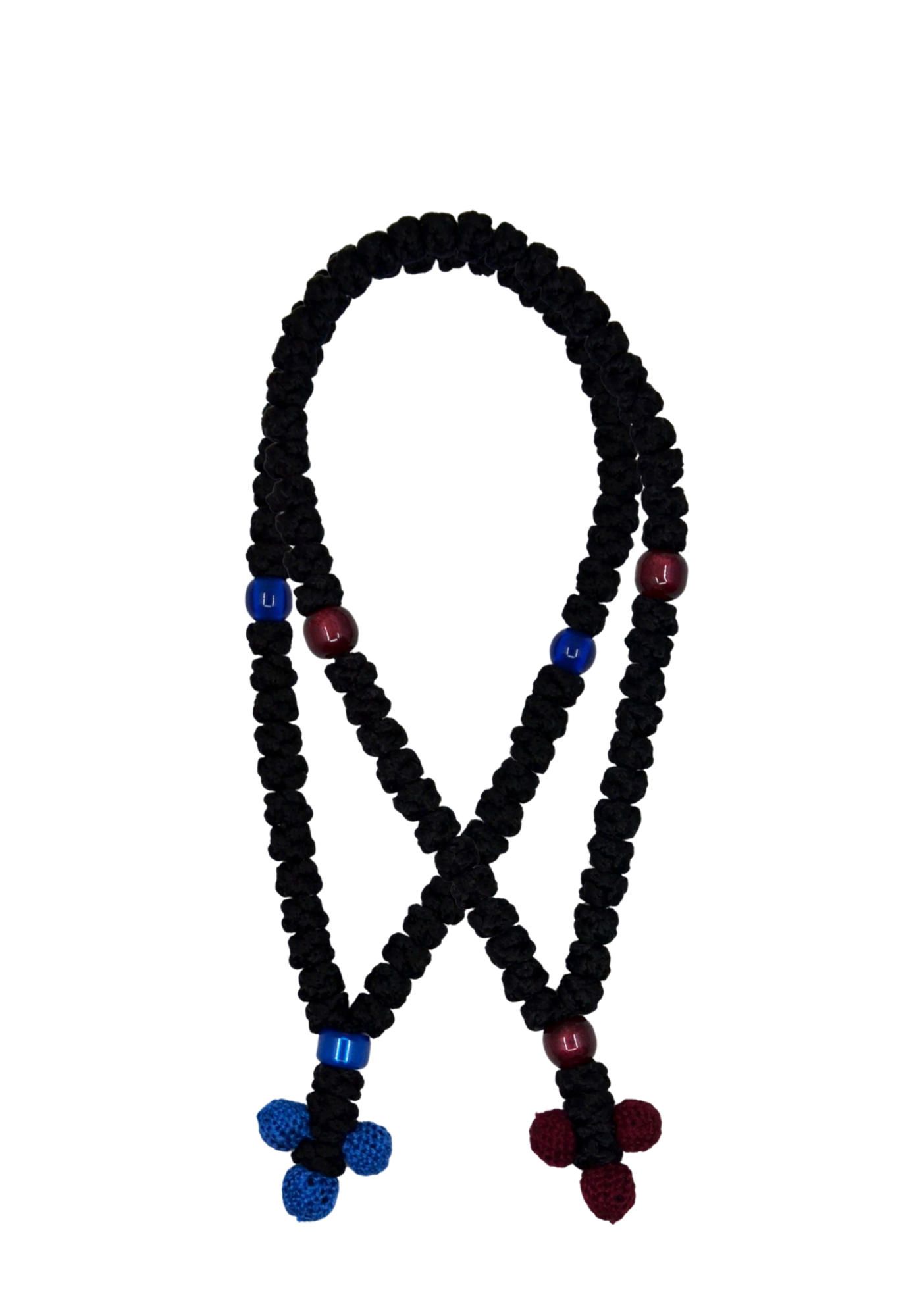 Handmade prayer rope with 50 knot and embroidered Cross